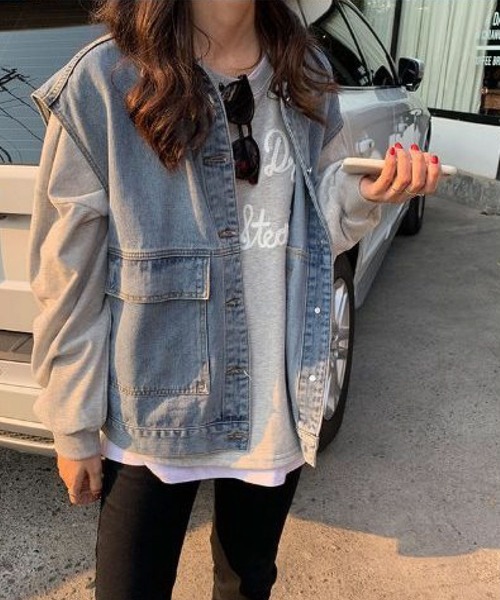 meJane（ミージェーン）の「フラップポケット ドロップショルダーデニムジレ（デニムジャケット・レディース・ブラック/ブルー・FREE）」の16枚目の写真