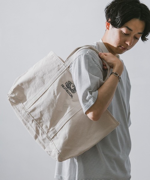 FRUIT OF THE LOOM（フルーツオブザルーム）の「『別注』FRUIT OF THE LOOM×DOORS　刺繍トートバッグ（トートバッグ・メンズ・ホワイト/ベージュ・ONE）」の3枚目の写真