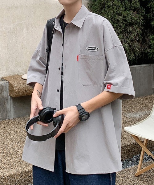 MGV（エムジーヴィー）の「ワンポイントハーフスリーブシャツ（シャツ/ブラウス・メンズ・ホワイト/グリーン/ブルー/オレンジ/イエロー/グレー/ブラック・MEDIUM/LARGE/X-LARGE）」の8枚目の写真