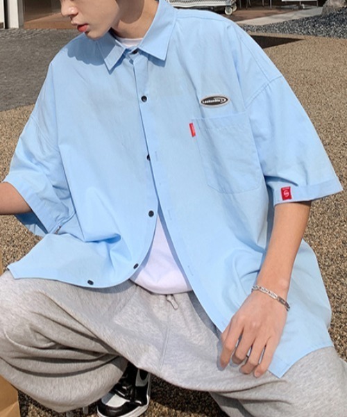 MGV（エムジーヴィー）の「ワンポイントハーフスリーブシャツ（シャツ/ブラウス・メンズ・ホワイト/グリーン/ブルー/オレンジ/イエロー/グレー/ブラック・MEDIUM/LARGE/X-LARGE）」の14枚目の写真