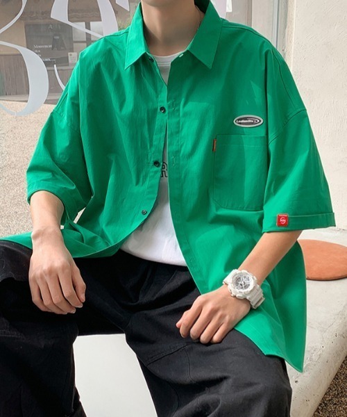 MGV（エムジーヴィー）の「ワンポイントハーフスリーブシャツ（シャツ/ブラウス・メンズ・ホワイト/グリーン/ブルー/オレンジ/イエロー/グレー/ブラック・MEDIUM/LARGE/X-LARGE）」の22枚目の写真