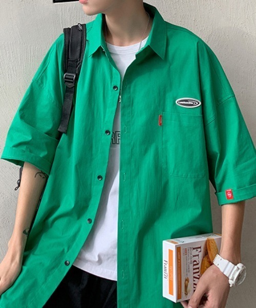 MGV（エムジーヴィー）の「ワンポイントハーフスリーブシャツ（シャツ/ブラウス・メンズ・ホワイト/グリーン/ブルー/オレンジ/イエロー/グレー/ブラック・MEDIUM/LARGE/X-LARGE）」の9枚目の写真