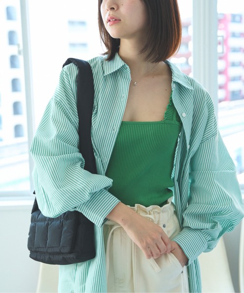 FREE'S MART（フリーズマート）の「◆フリルストラップリブニットタンク（ニット/セーター・レディース・ホワイト/ブラック/ピンク/グリーン・FREE）」の4枚目の写真