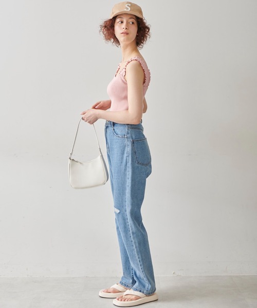 FREE'S MART（フリーズマート）の「◆フリルストラップリブニットタンク（ニット/セーター・レディース・ホワイト/ブラック/ピンク/グリーン・FREE）」の14枚目の写真