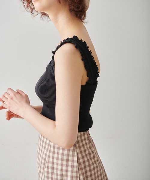 FREE'S MART（フリーズマート）の「◆フリルストラップリブニットタンク（ニット/セーター・レディース・ホワイト/ブラック/ピンク/グリーン・FREE）」の10枚目の写真