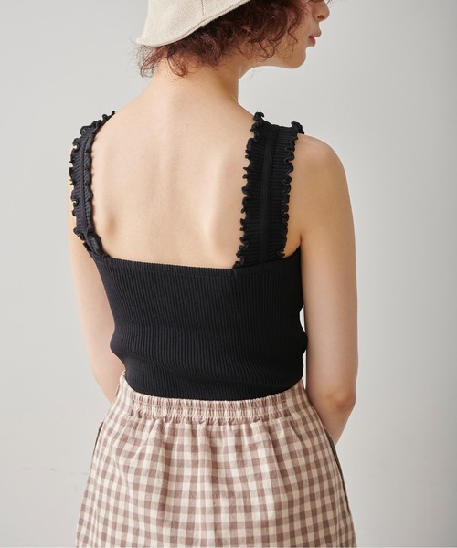 FREE'S MART（フリーズマート）の「◆フリルストラップリブニットタンク（ニット/セーター・レディース・ホワイト/ブラック/ピンク/グリーン・FREE）」の6枚目の写真