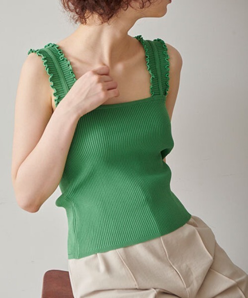 FREE'S MART（フリーズマート）の「◆フリルストラップリブニットタンク（ニット/セーター・レディース・ホワイト/ブラック/ピンク/グリーン・FREE）」の20枚目の写真
