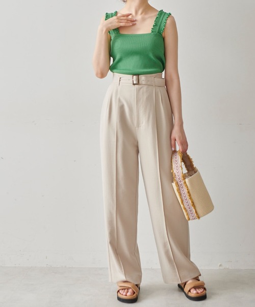 FREE'S MART（フリーズマート）の「◆フリルストラップリブニットタンク（ニット/セーター・レディース・ホワイト/ブラック/ピンク/グリーン・FREE）」の7枚目の写真