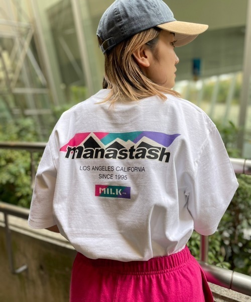 MILKFED.（ミルクフェド）の「MILKFED. × MANASTASH /ミルクフェド×マナスタッシュ　MOUNTAIN COLOR LOGO T-SHIRT マウンテンカラーロゴTシャツ（Tシャツ/カットソー・レディース・ホワイト/ブラック・MEDIUM/X-LARGE/LARGE）」の18枚目の写真