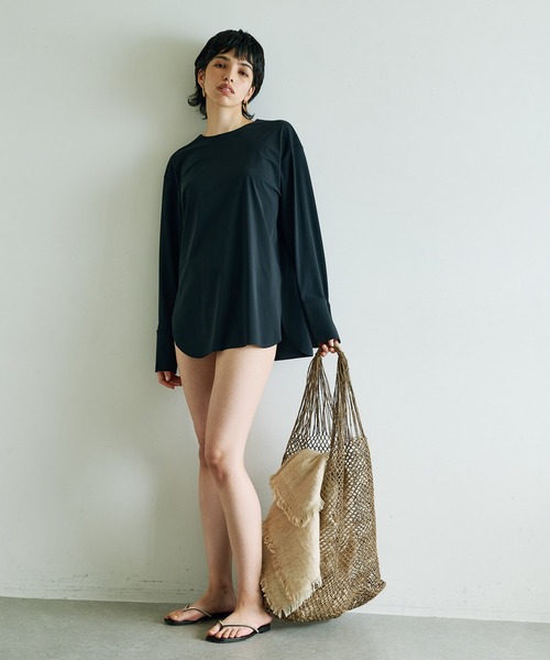 Whim Gazette（ウィムガゼット）の「SWIM ラッシュガード（ラッシュガード・レディース・ブラック/ブラウン・FREE）」の8枚目の写真