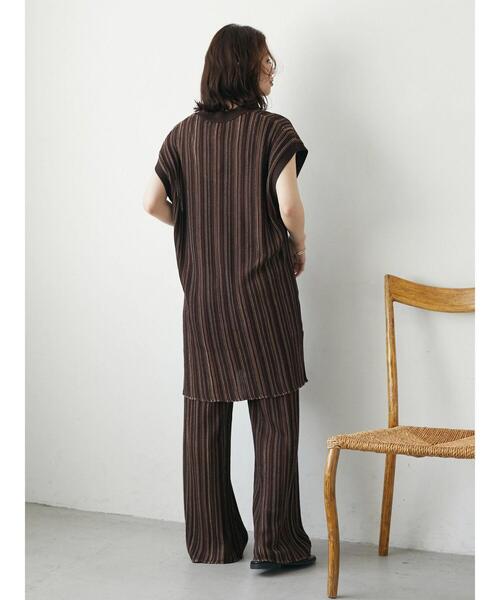 Green　Parks（グリーンパークス）の「ジャガード編みストライプニットチュニック（ニット/セーター・レディース・ダークグレー/ブラウン・FREE）」の22枚目の写真