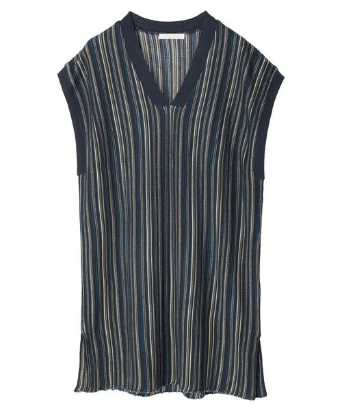 Green　Parks（グリーンパークス）の「ジャガード編みストライプニットチュニック（ニット/セーター・レディース・ダークグレー/ブラウン・FREE）」の12枚目の写真