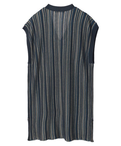 Green　Parks（グリーンパークス）の「ジャガード編みストライプニットチュニック（ニット/セーター・レディース・ダークグレー/ブラウン・FREE）」の4枚目の写真