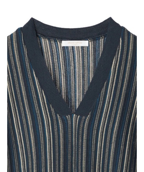 Green　Parks（グリーンパークス）の「ジャガード編みストライプニットチュニック（ニット/セーター・レディース・ダークグレー/ブラウン・FREE）」の5枚目の写真