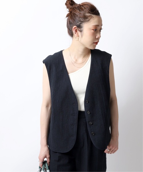 JOINT WORKS（ジョイントワークス）の「コットンリネンジャガードベスト（ベスト・レディース・ネイビー/イエロー・FREE）」の18枚目の写真