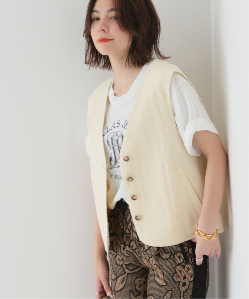 JOINT WORKS（ジョイントワークス）の「コットンリネンジャガードベスト（ベスト・レディース・ネイビー/イエロー・FREE）」の4枚目の写真