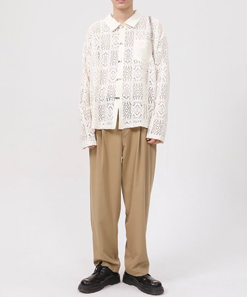 WESTBOY(ウエストボーイ)の「ルーズシルエットレースシャツ WO22S5TP01【WB ORIGINALS】(シャツ/ブラウス・メンズ・ホワイト・M/L/XL)」の2枚目の写真