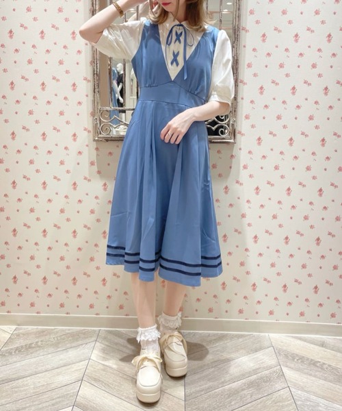 axes femme アクシーズファム ビジューボタンレイヤードキャミワンピ axes femme（アクシーズファム）の「レースキャミワンピース