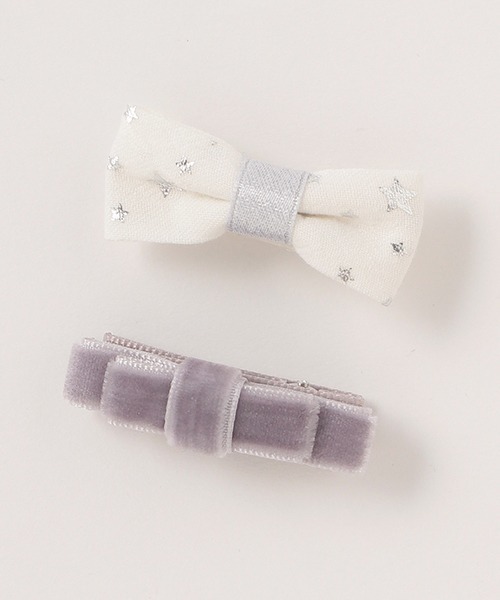 petit main（プティマイン）の「リボンヘアクリップセット（その他ヘアアクセサリー・キッズ・ライトピンク/ライトグレー/マスタード・FREE）」の2枚目の写真
