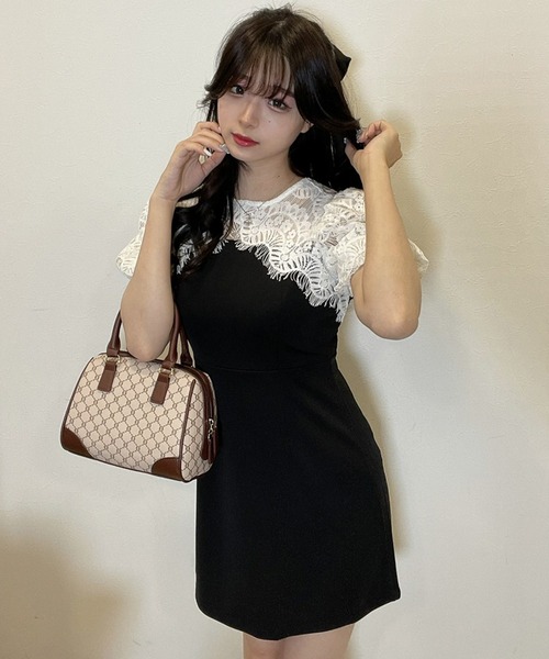 titty＆Co. PETIT by poyo（ティティーアンドコープティバイポヨ）の「【titty&Co. PETIT by POYO】レースドッキングフレアミニワンピース（ワンピース・レディース・ブラック・SMALL/MEDIUM）」の2枚目の写真