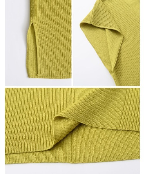 Re:EDIT（リエディ）の「[低身長サイズ有]プレーティングリブニットベスト（ベスト・レディース・ホワイト/ブラック/ブラウン/ライム・MEDIUM/LARGE/SHORT）」の14枚目の写真