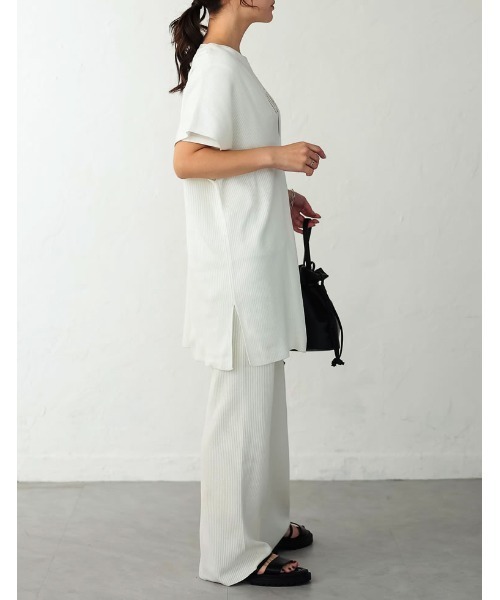 Re:EDIT（リエディ）の「[低身長サイズ有]プレーティングリブニットベスト（ベスト・レディース・ホワイト/ブラック/ブラウン/ライム・MEDIUM/LARGE/SHORT）」の16枚目の写真