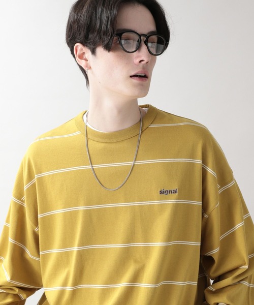 RAGEBLUE(レイジブルー)の「【SIGNAL SPORTS】刺繍ボーダーロンT(Tシャツ/カットソー・メンズ・ホワイト/ブラック/イエロー/グリーン・MEDIUM/LARGE)」の4枚目の写真