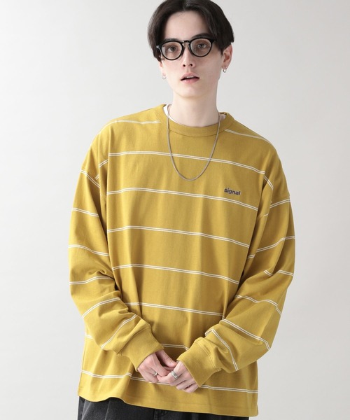 RAGEBLUE(レイジブルー)の「【SIGNAL SPORTS】刺繍ボーダーロンT(Tシャツ/カットソー・メンズ・ホワイト/ブラック/イエロー/グリーン・MEDIUM/LARGE)」の11枚目の写真