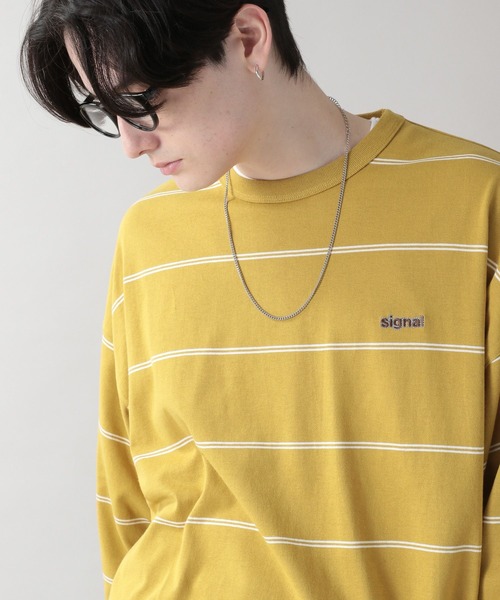 RAGEBLUE(レイジブルー)の「【SIGNAL SPORTS】刺繍ボーダーロンT(Tシャツ/カットソー・メンズ・ホワイト/ブラック/イエロー/グリーン・MEDIUM/LARGE)」の13枚目の写真