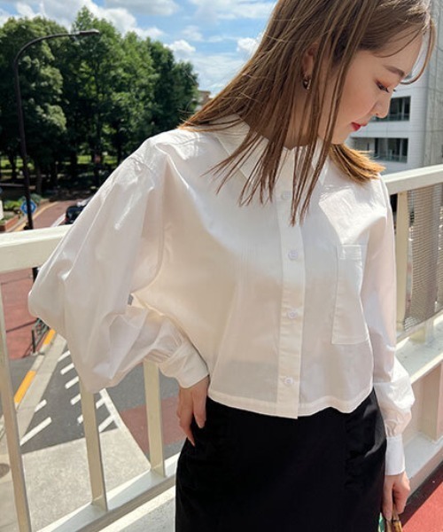 FREE'S MART(フリーズマート)の「◆ボリュームスリーブショート丈シャツ(シャツ/ブラウス・レディース・ホワイト/ブルー/ブラック系その他/ベージュ系その他・FREE)」の5枚目の写真