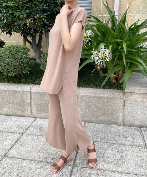 StyleSea（スタイルシー）の「クロップドワイドスリットパンツ（その他パンツ・レディース・ブラック/ベージュ・FREE）」の12枚目の写真