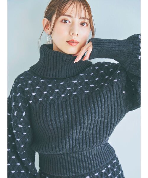 dazzlin（ダズリン）の「フラワーアートセットニットトップス（ニット/セーター・レディース・アイボリー/ブラック/パープル・FREE）」の6枚目の写真