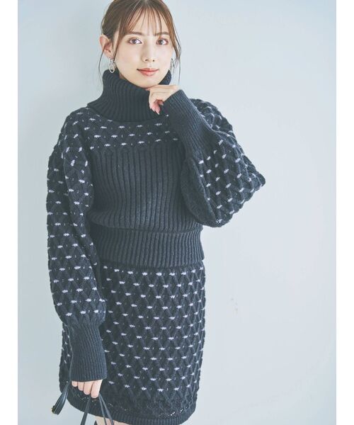 dazzlin（ダズリン）の「フラワーアートセットニットトップス（ニット/セーター・レディース・アイボリー/ブラック/パープル・FREE）」の13枚目の写真