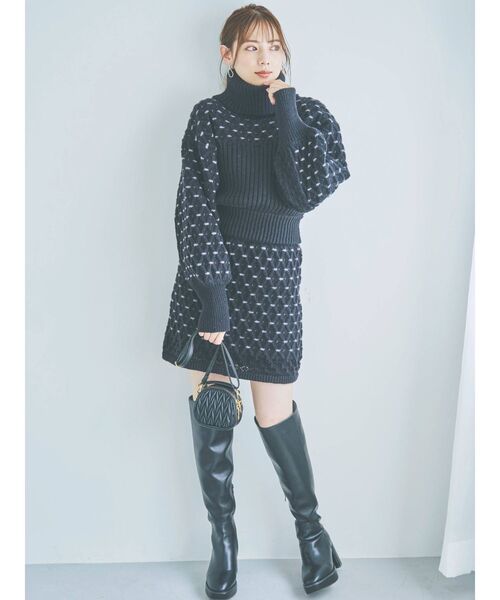 dazzlin（ダズリン）の「フラワーアートセットニットトップス（ニット/セーター・レディース・アイボリー/ブラック/パープル・FREE）」の14枚目の写真