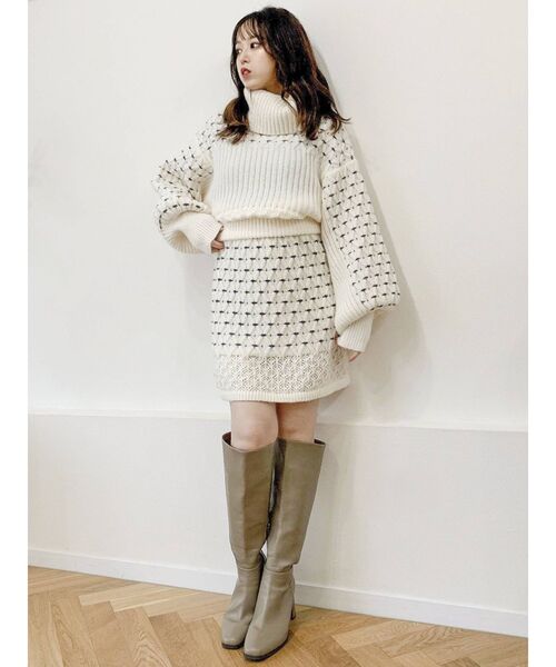 dazzlin（ダズリン）の「フラワーアートセットニットトップス（ニット/セーター・レディース・アイボリー/ブラック/パープル・FREE）」の15枚目の写真