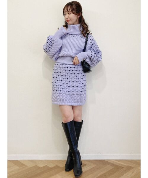 dazzlin（ダズリン）の「フラワーアートセットニットトップス（ニット/セーター・レディース・アイボリー/ブラック/パープル・FREE）」の22枚目の写真