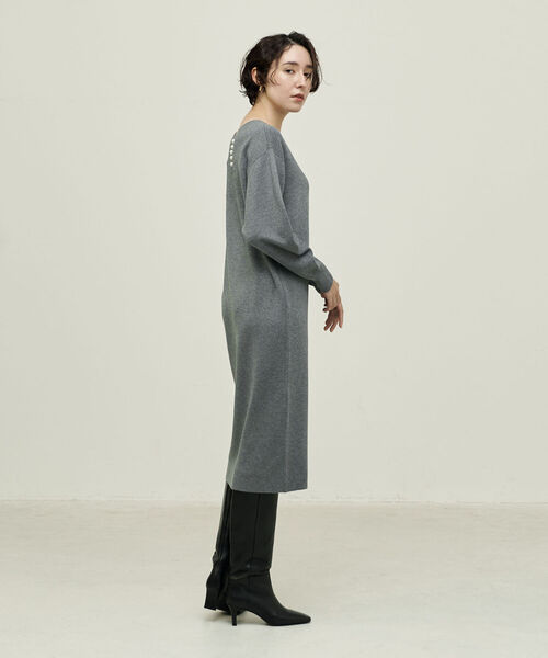 NOLLEY’S（ノーリーズ）の「◇【WEB限定】《手洗い可能》ラメ2WAYミラノリブパールワンピース（ワンピース・レディース・ベージュ/グレー・38/36）」の9枚目の写真