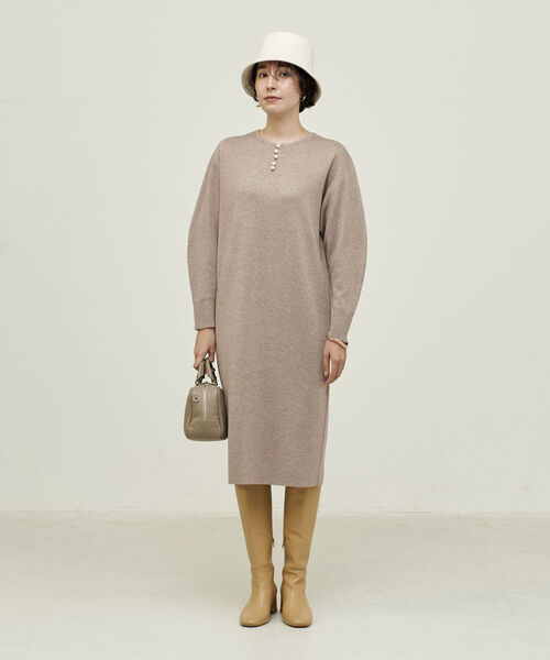 NOLLEY’S（ノーリーズ）の「◇【WEB限定】《手洗い可能》ラメ2WAYミラノリブパールワンピース（ワンピース・レディース・ベージュ/グレー・38/36）」の13枚目の写真