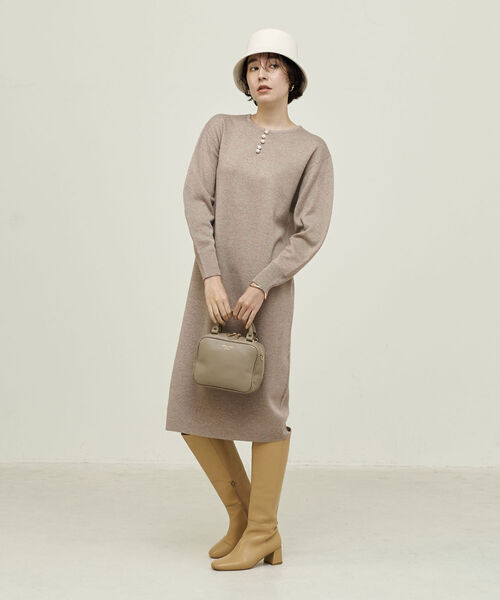 NOLLEY’S（ノーリーズ）の「◇【WEB限定】《手洗い可能》ラメ2WAYミラノリブパールワンピース（ワンピース・レディース・ベージュ/グレー・38/36）」の15枚目の写真