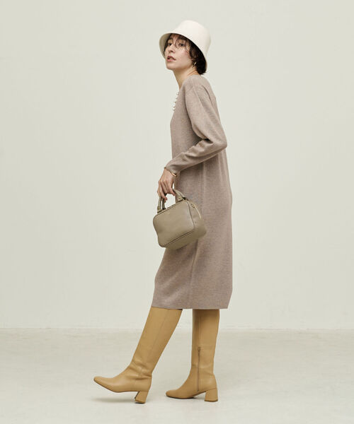 NOLLEY’S（ノーリーズ）の「◇【WEB限定】《手洗い可能》ラメ2WAYミラノリブパールワンピース（ワンピース・レディース・ベージュ/グレー・38/36）」の16枚目の写真