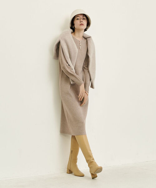 NOLLEY’S（ノーリーズ）の「◇【WEB限定】《手洗い可能》ラメ2WAYミラノリブパールワンピース（ワンピース・レディース・ベージュ/グレー・38/36）」の22枚目の写真