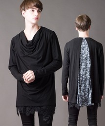 LACE-DRAPE(レース ドレープ)レース切り替え ドレープTシャツ