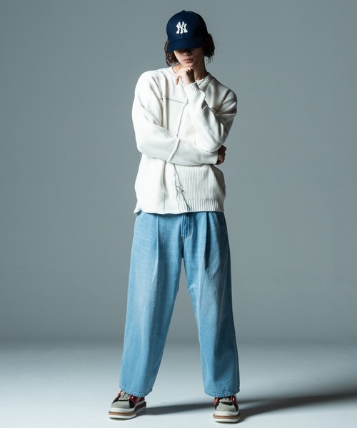 glamb(グラム)の「Baggy Tuck Denim / バギータックデニム(デニムパンツ・メンズ・ライトインディゴブルー・M/S/L)」の13枚目の写真