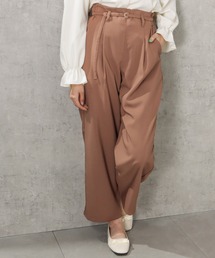 2WAYベルト付き無地ワイドパンツ