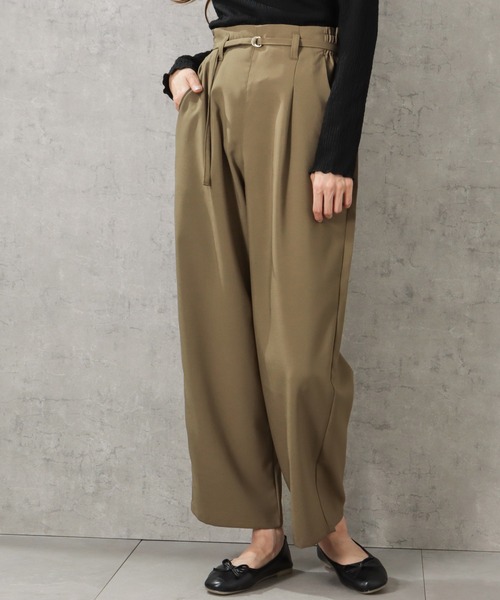 Howdy Marie（ハウディ―マリー）の「2WAYベルト付き無地ワイドパンツ（その他パンツ・レディース・ネイビー/ブラウン/カーキ・M/L）」の2枚目の写真