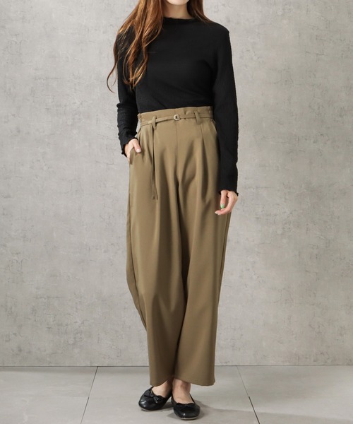 Howdy Marie（ハウディ―マリー）の「2WAYベルト付き無地ワイドパンツ（その他パンツ・レディース・ネイビー/ブラウン/カーキ・M/L）」の8枚目の写真