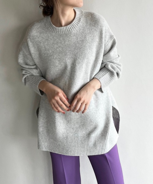 LOWRYS FARM（ローリーズファーム）の「カラーチュニックニット　294853（ニット/セーター・レディース・グレー/グリーン/ブルー/ピンク・FREE）」の2枚目の写真