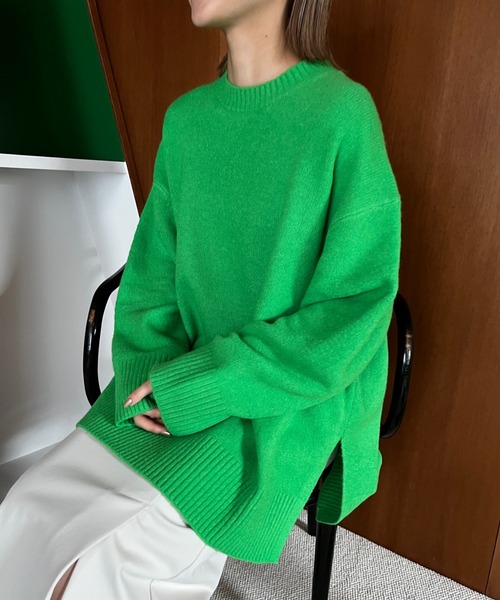 LOWRYS FARM（ローリーズファーム）の「カラーチュニックニット　294853（ニット/セーター・レディース・グレー/グリーン/ブルー/ピンク・FREE）」の3枚目の写真