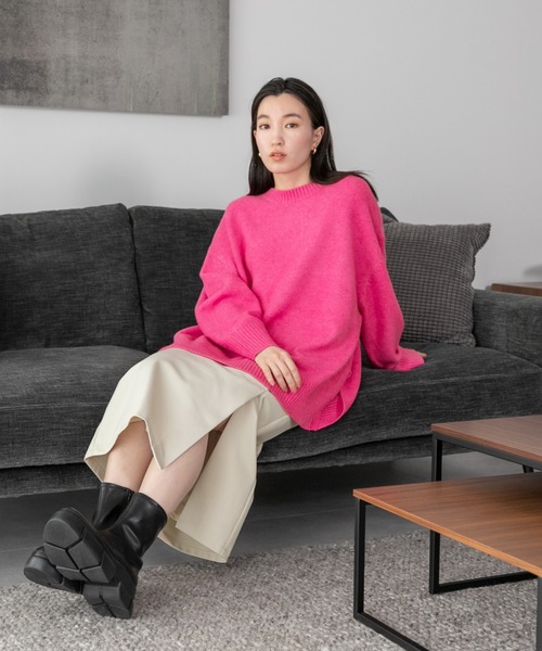 LOWRYS FARM（ローリーズファーム）の「カラーチュニックニット　294853（ニット/セーター・レディース・グレー/グリーン/ブルー/ピンク・FREE）」の9枚目の写真