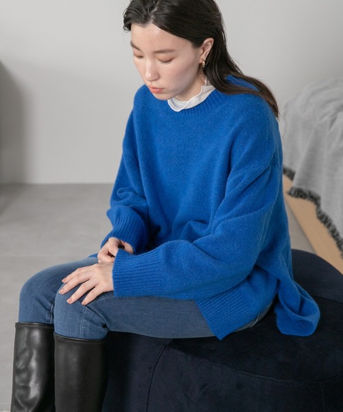 LOWRYS FARM（ローリーズファーム）の「カラーチュニックニット　294853（ニット/セーター・レディース・グレー/グリーン/ブルー/ピンク・FREE）」の6枚目の写真